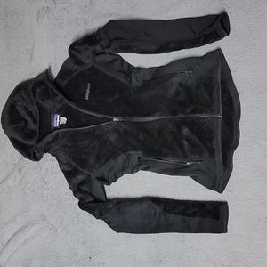 Patagonia r2 black fuzzy zip up sweater jacket s